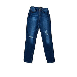 YMI WannaBettaButt Blue Skinny High Rise Jeans with Distressed Details